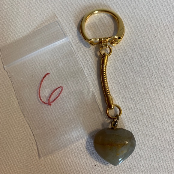 Vintage agate heart shaped keychain #6 - Picture 1 of 2